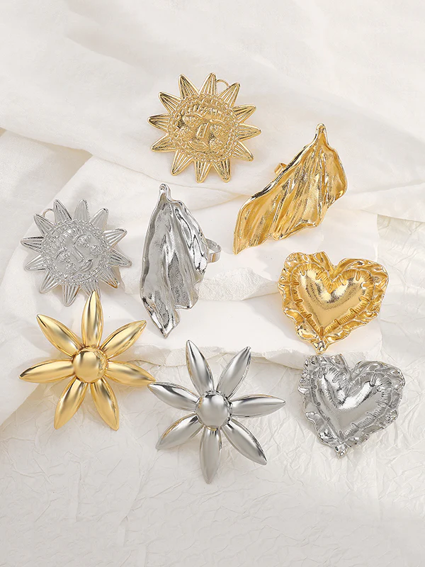 Flower Shape Geometric Rings Accessories - Image 7