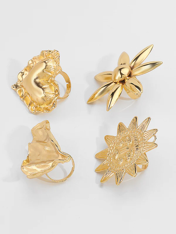 Flower Shape Geometric Rings Accessories - Image 9