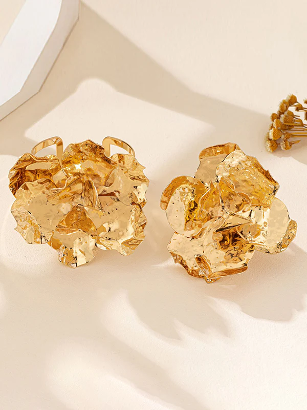 Flower Shape Geometric Shiny Bracelet + Rings Accessories - Image 4