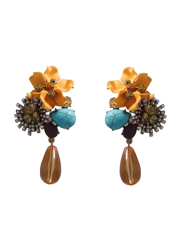 Flower Shape Geometric Water Drop Earrings Accessories - Image 10