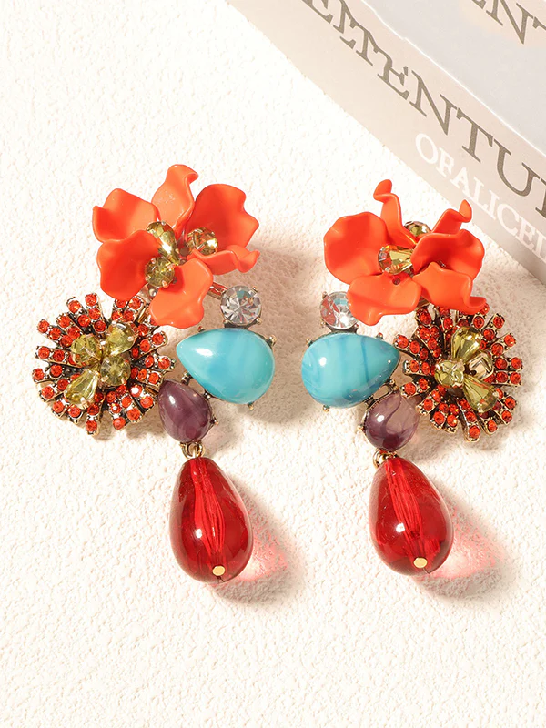 Flower Shape Geometric Water Drop Earrings Accessories - Image 12