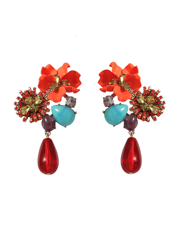 Flower Shape Geometric Water Drop Earrings Accessories - Image 13