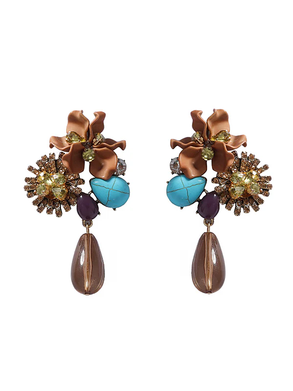 Flower Shape Geometric Water Drop Earrings Accessories - Image 4
