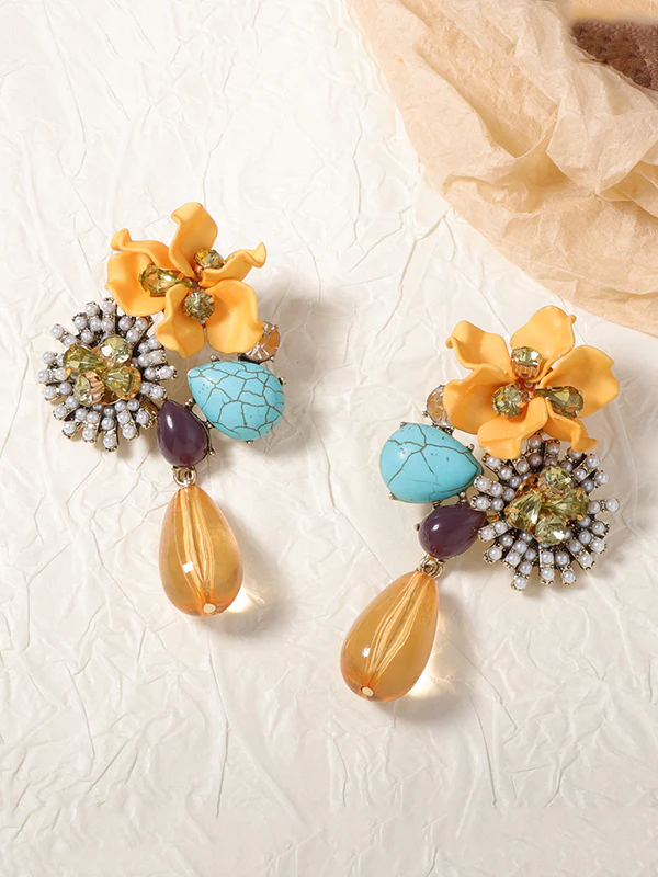 Flower Shape Geometric Water Drop Earrings Accessories - Image 8