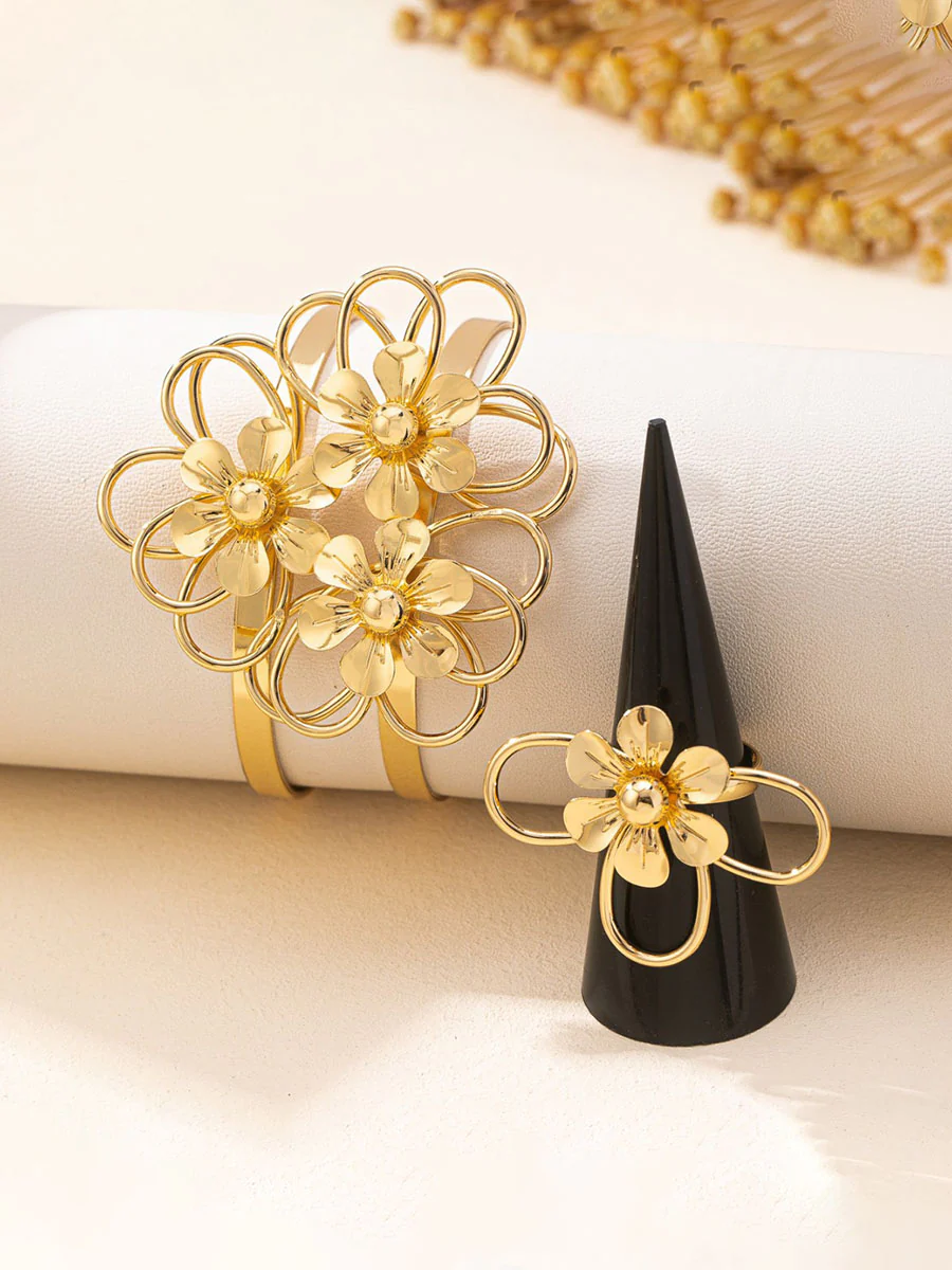 Flower Shape Hollow Bracelet Accessories Rings Accessories - Image 2