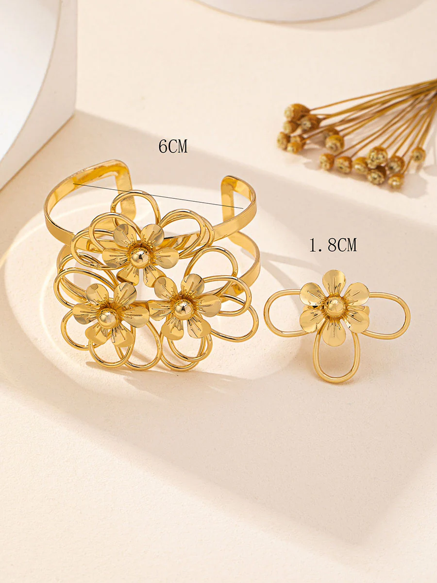 Flower Shape Hollow Bracelet Accessories Rings Accessories - Image 5