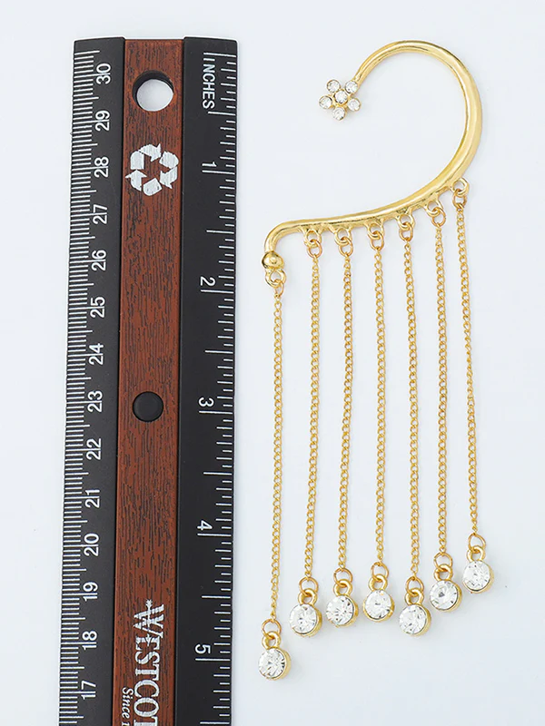 Flower Shape Hollow Rhinestone Tasseled Earhook Accessories - Image 10