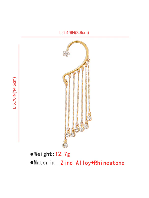 Flower Shape Hollow Rhinestone Tasseled Earhook Accessories - Image 11