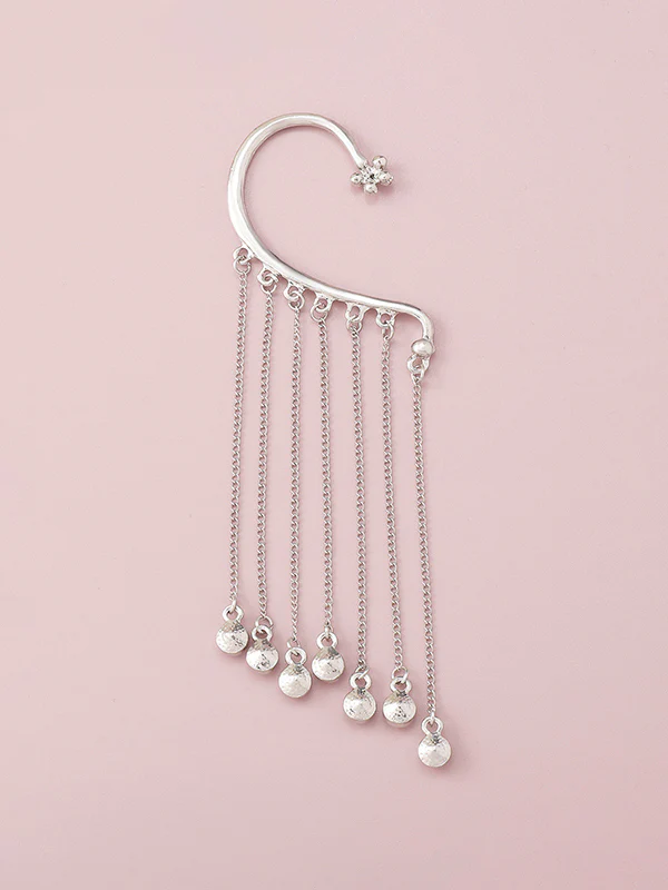 Flower Shape Hollow Rhinestone Tasseled Earhook Accessories - Image 7