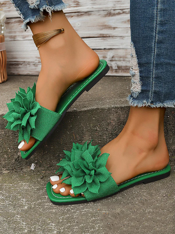 Flower Shape Open Toe Split-Joint Flat Shoes Slippers - Image 10