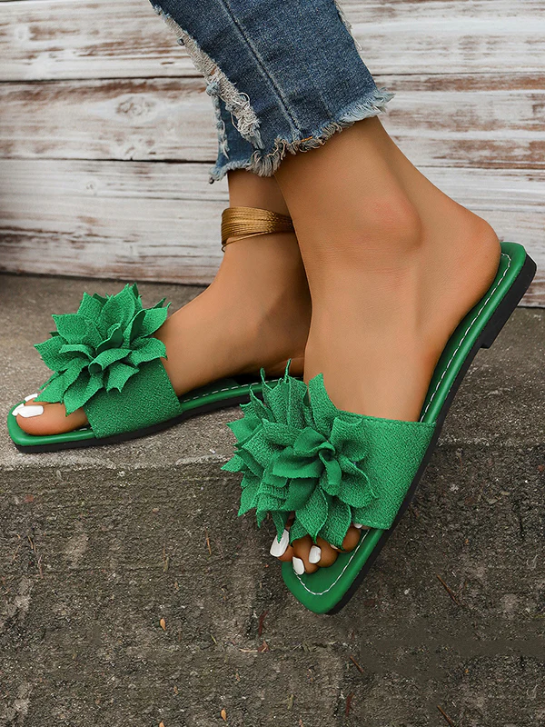 Flower Shape Open Toe Split-Joint Flat Shoes Slippers - Image 11