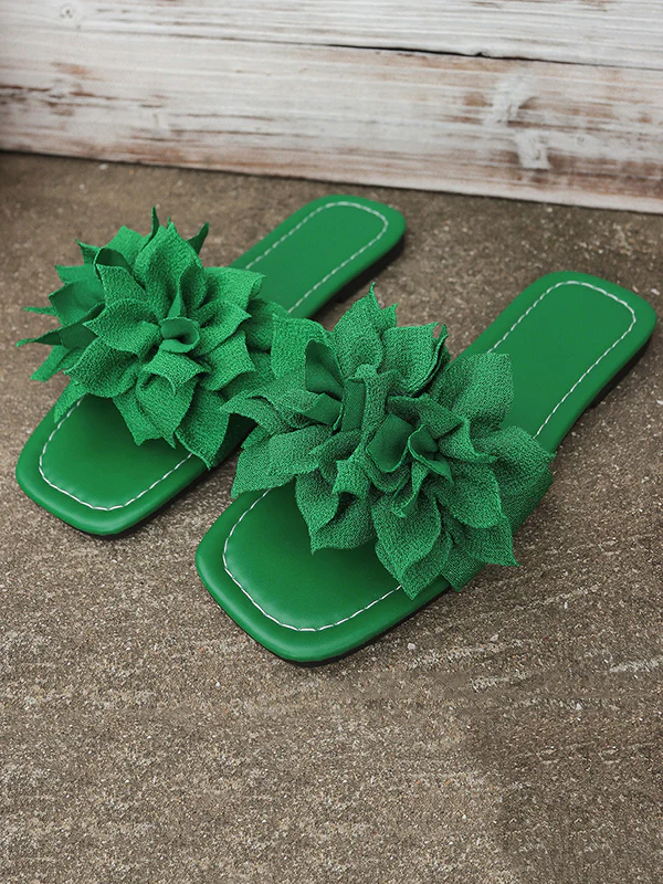 Flower Shape Open Toe Split-Joint Flat Shoes Slippers - Image 12