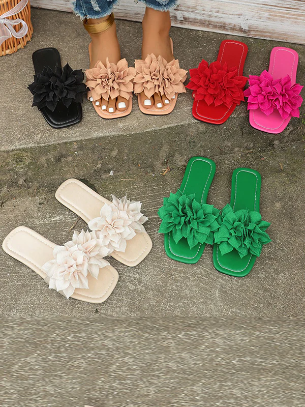 Flower Shape Open Toe Split-Joint Flat Shoes Slippers - Image 13