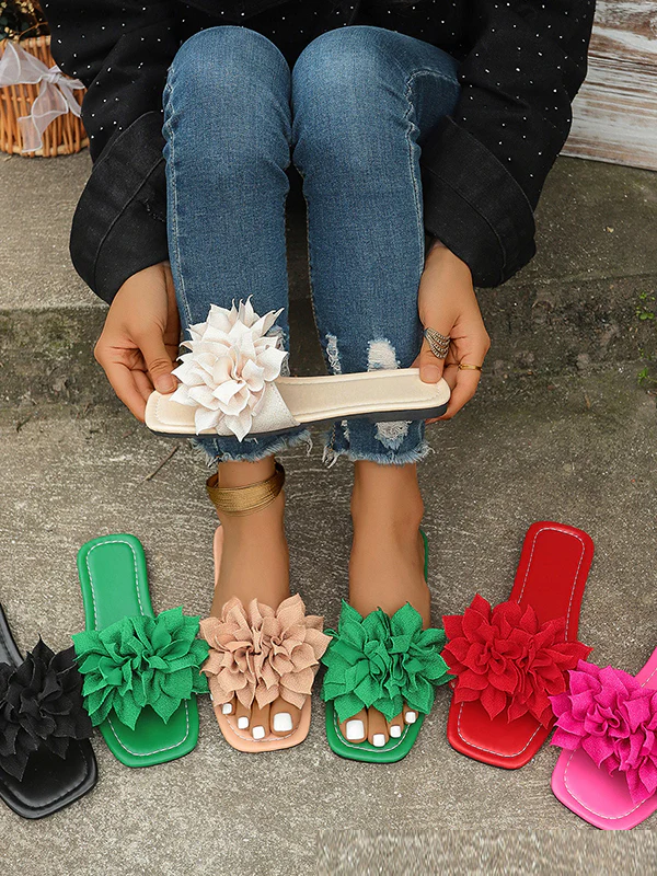 Flower Shape Open Toe Split-Joint Flat Shoes Slippers - Image 14