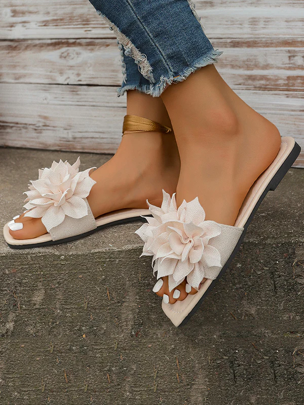 Flower Shape Open Toe Split-Joint Flat Shoes Slippers - Image 3