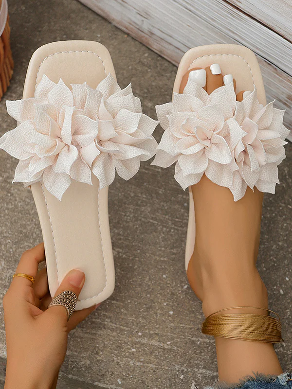 Flower Shape Open Toe Split-Joint Flat Shoes Slippers - Image 4
