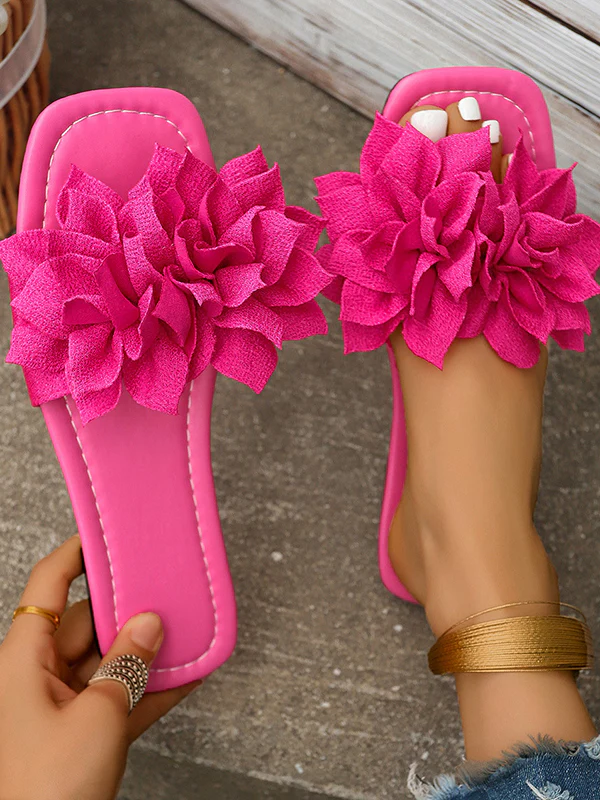 Flower Shape Open Toe Split-Joint Flat Shoes Slippers - Image 6