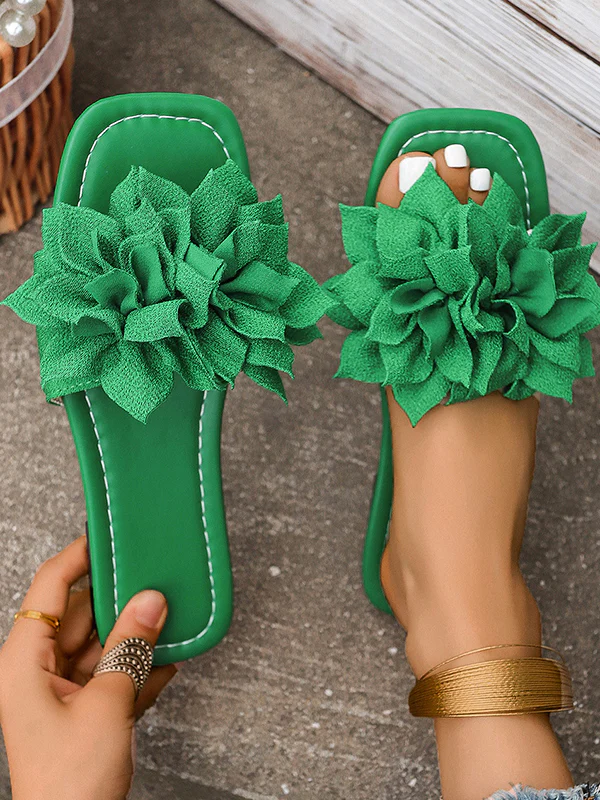 Flower Shape Open Toe Split-Joint Flat Shoes Slippers - Image 7