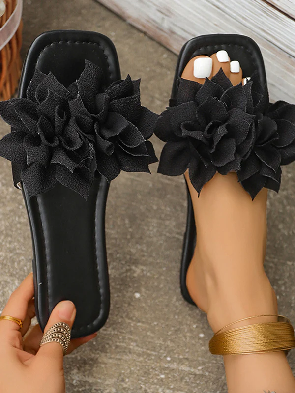Flower Shape Open Toe Split-Joint Flat Shoes Slippers - Image 8