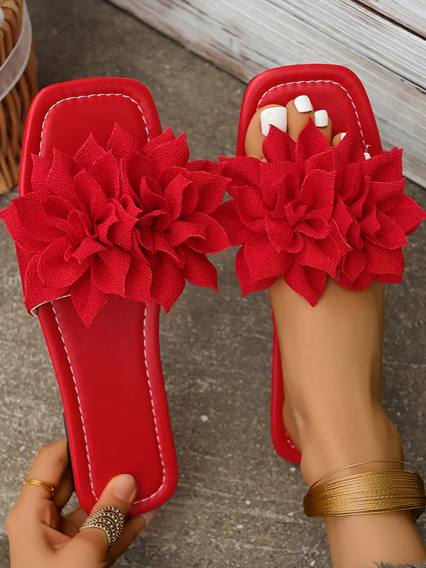 Flower Shape Open Toe Split-Joint Flat Shoes Slippers - Image 9