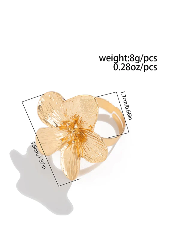 Flower Shape Pleated Shiny Rings Accessories - Image 11