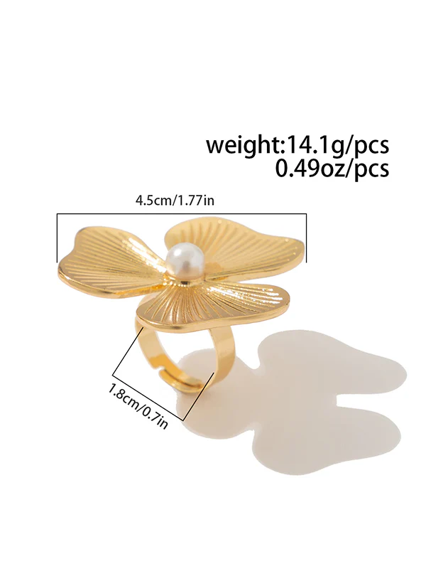 Flower Shape Pleated Shiny Rings Accessories - Image 12