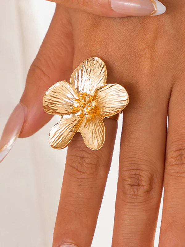 Flower Shape Pleated Shiny Rings Accessories - Image 2