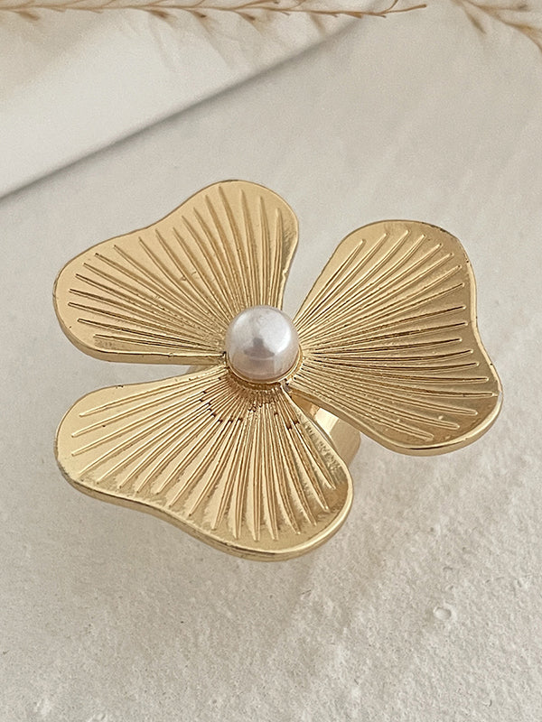Flower Shape Pleated Shiny Rings Accessories - Image 5