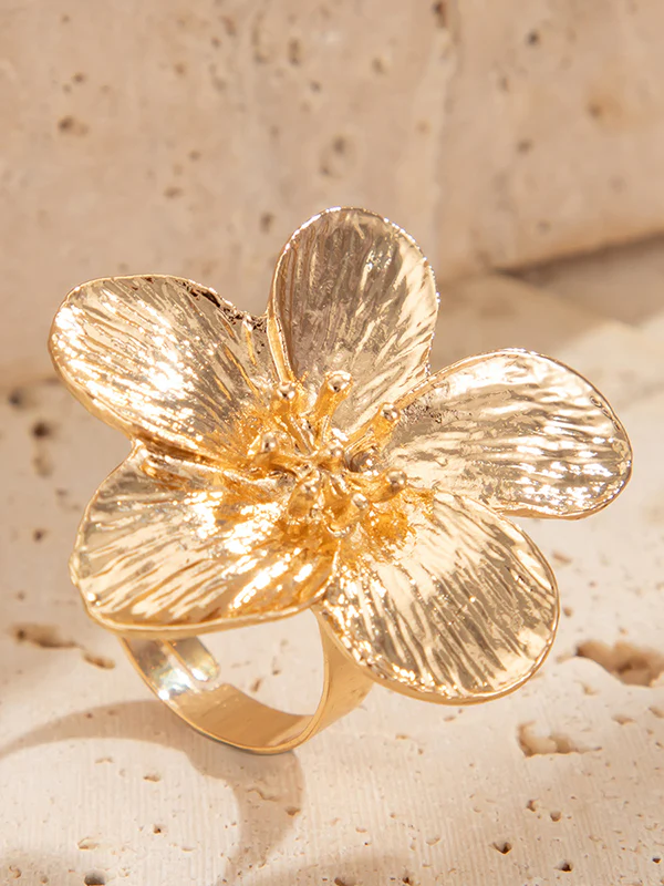 Flower Shape Pleated Shiny Rings Accessories - Image 6
