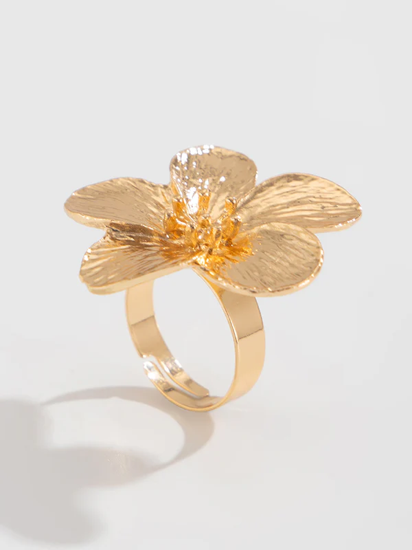 Flower Shape Pleated Shiny Rings Accessories - Image 7