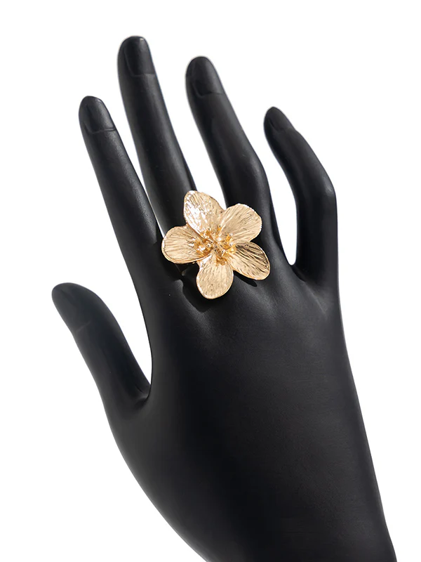 Flower Shape Pleated Shiny Rings Accessories - Image 8
