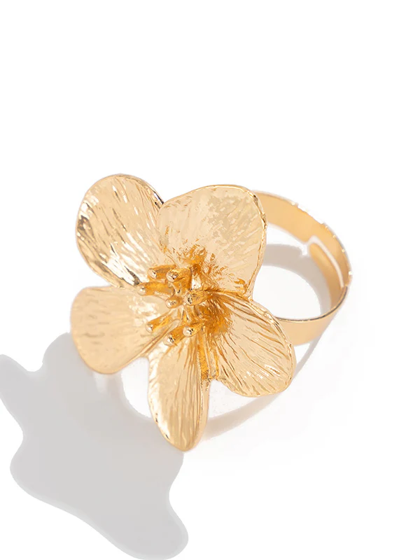 Flower Shape Pleated Shiny Rings Accessories - Image 9