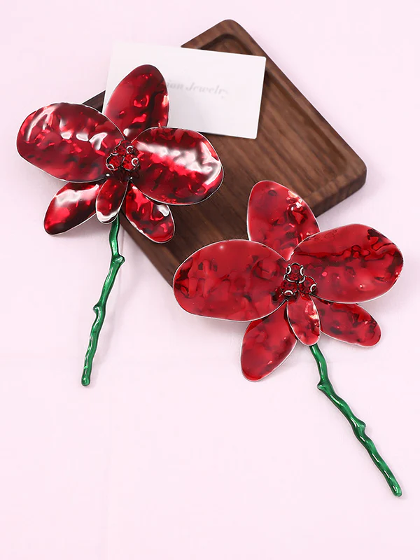 Flower Shape Rhinestone Shiny Earrings Accessories - Image 12