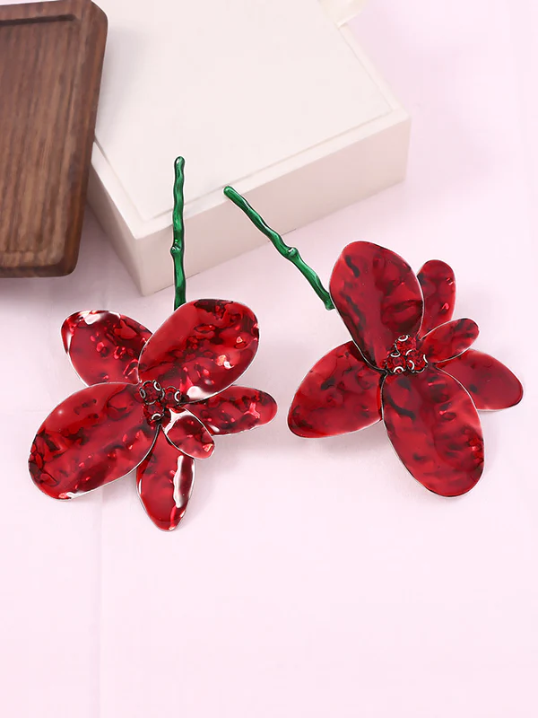 Flower Shape Rhinestone Shiny Earrings Accessories - Image 13