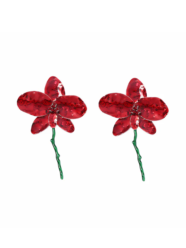 Flower Shape Rhinestone Shiny Earrings Accessories - Image 14