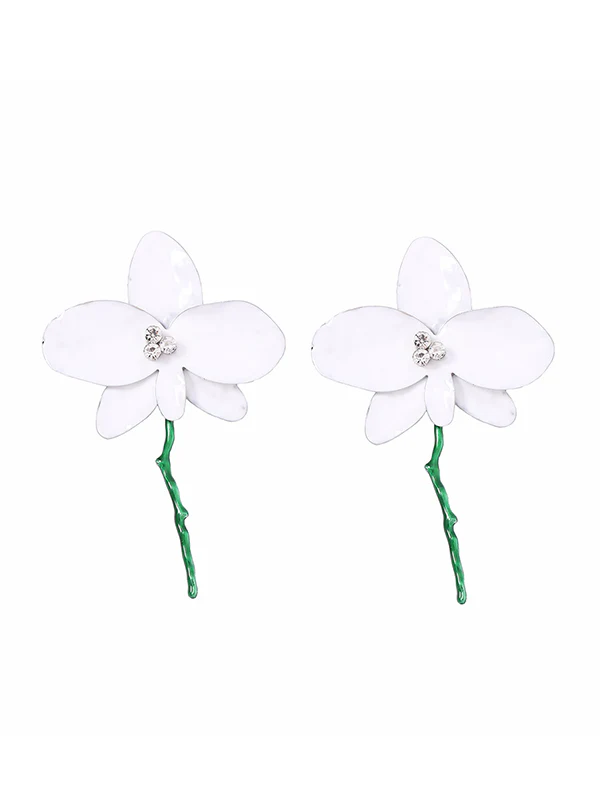 Flower Shape Rhinestone Shiny Earrings Accessories - Image 15