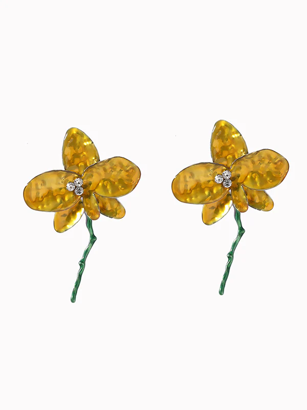 Flower Shape Rhinestone Shiny Earrings Accessories - Image 16