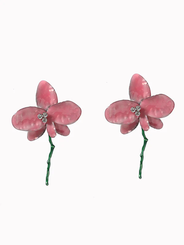 Flower Shape Rhinestone Shiny Earrings Accessories - Image 17