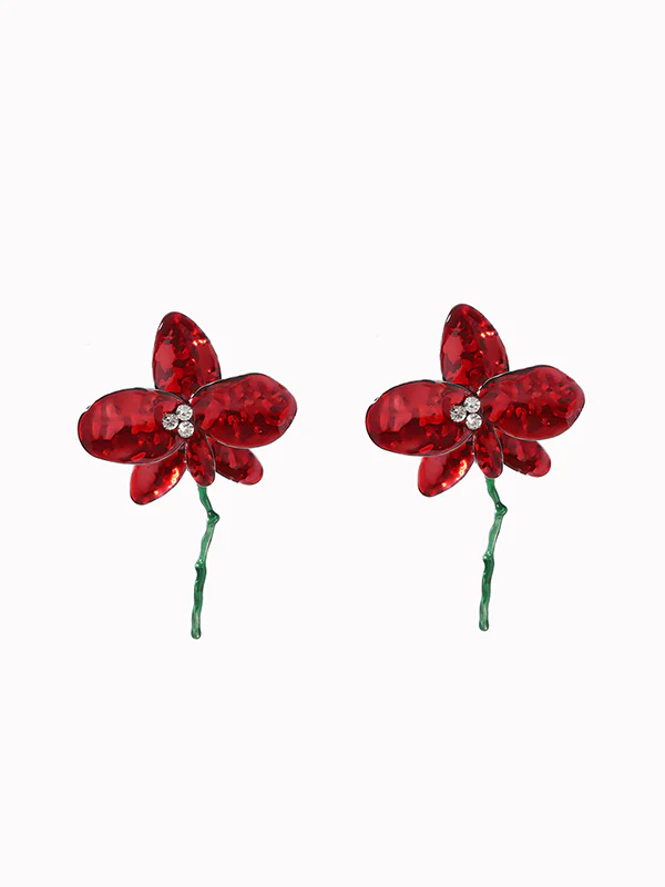 Flower Shape Rhinestone Shiny Earrings Accessories - Image 18