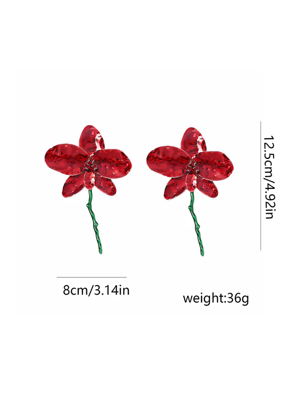 Flower Shape Rhinestone Shiny Earrings Accessories - Image 19