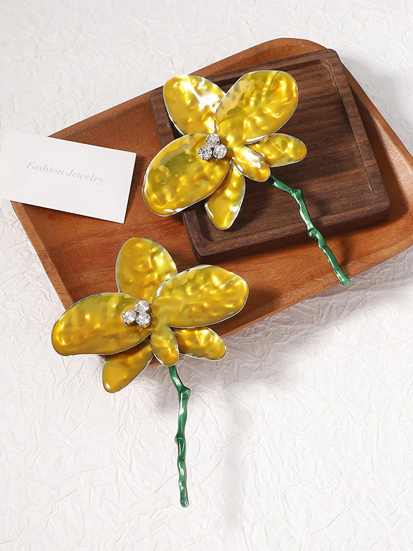 Flower Shape Rhinestone Shiny Earrings Accessories - Image 5