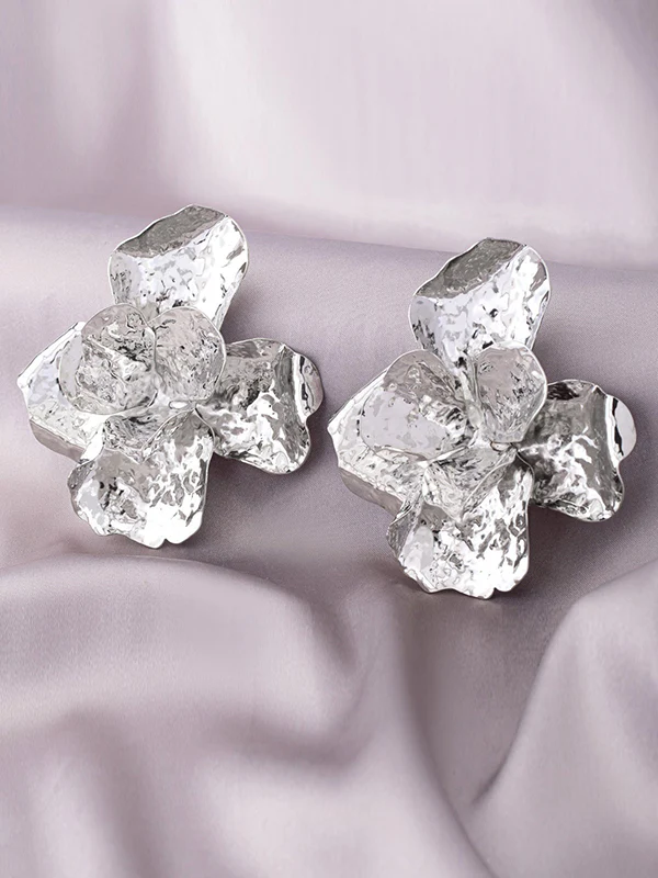 Flower Shape Shiny Earrings Accessories - Image 5
