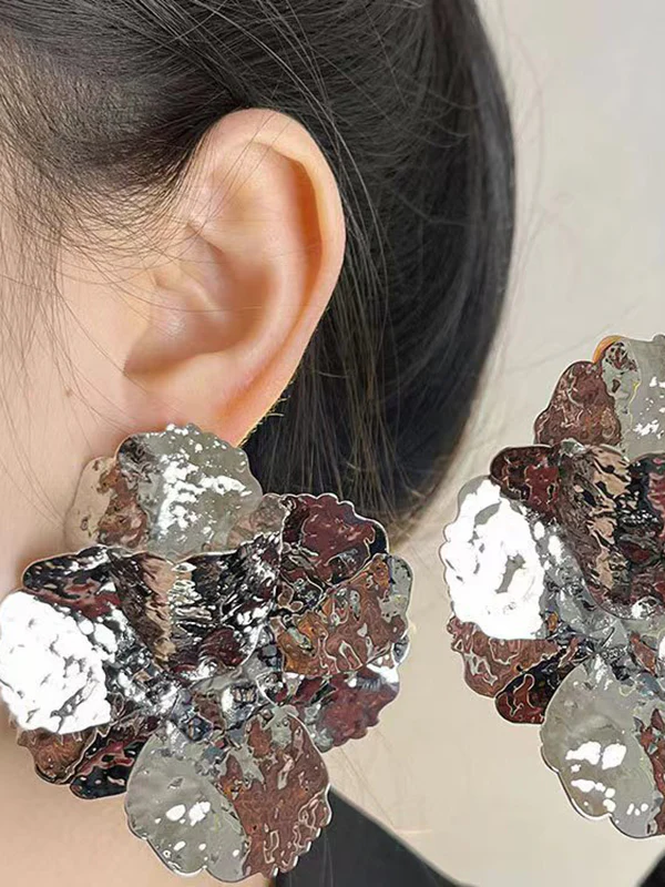 Flower Shape Shiny Earrings Accessories - Image 3
