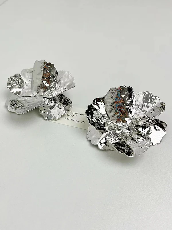 Flower Shape Shiny Earrings Accessories - Image 4