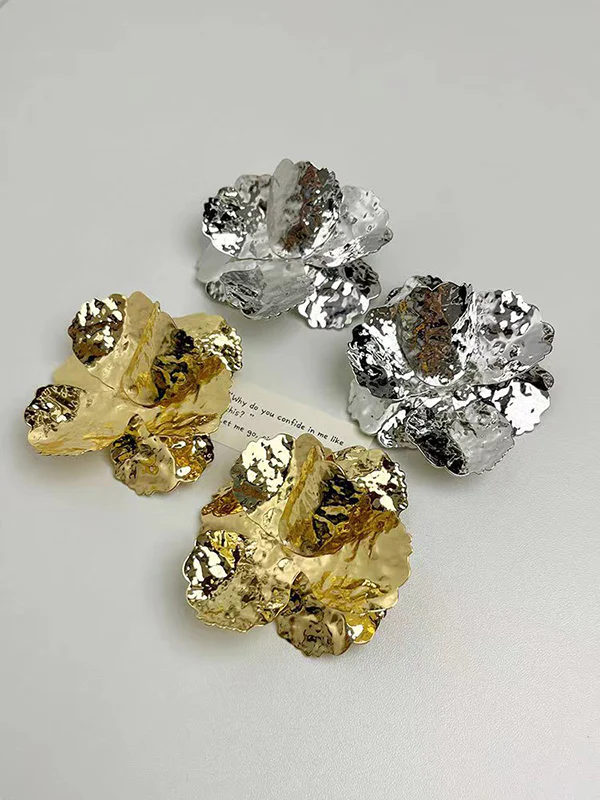 Flower Shape Shiny Earrings Accessories - Image 5