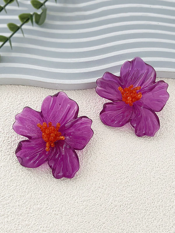 Flower Shape Slightly Sheer Earrings Accessories - Image 13