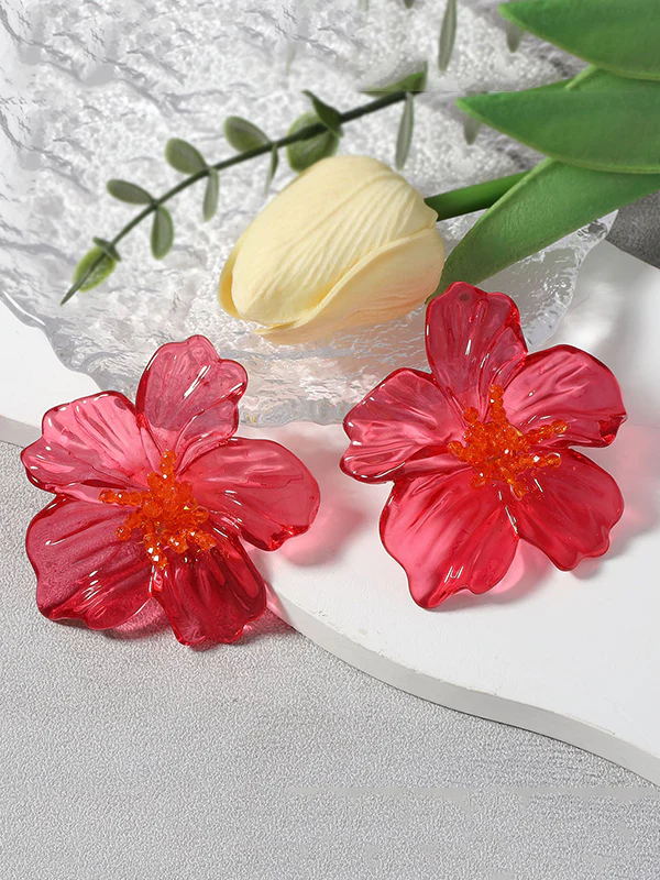 Flower Shape Slightly Sheer Earrings Accessories - Image 3