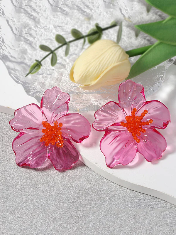 Flower Shape Slightly Sheer Earrings Accessories - Image 6