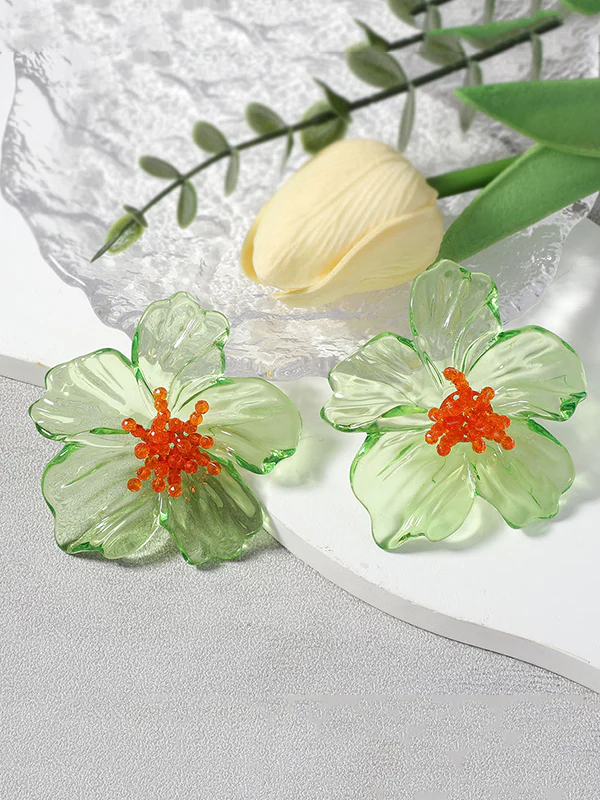 Flower Shape Slightly Sheer Earrings Accessories - Image 8