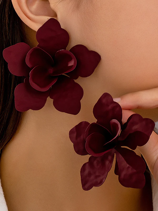 Flower Shape Solid Color Drop Earrings - Image 2